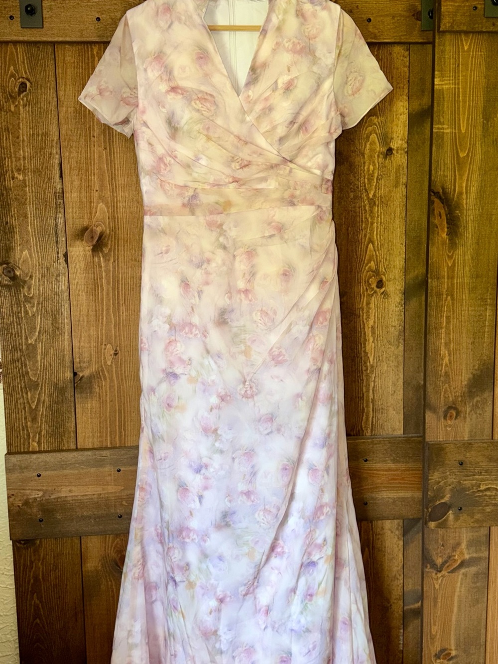 Elegant Blush Floral Wrap Maxi Dress - Women’s Gown
